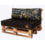 Paletové sedenie Golden Garden GG20 podsedák a vankúš 120cm x 80cm x 15cm Čierna s kvietkami